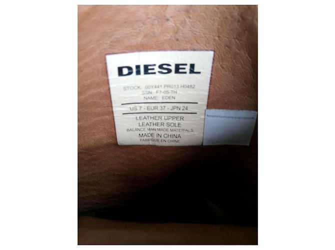 Diesel Perforierte Lederstiefel mit Absatz Cognac - Ansicht 6