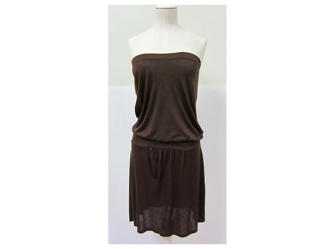 Paul & Joe Trägerloses Kleid aus Seidengemisch Braun - Ansicht 2