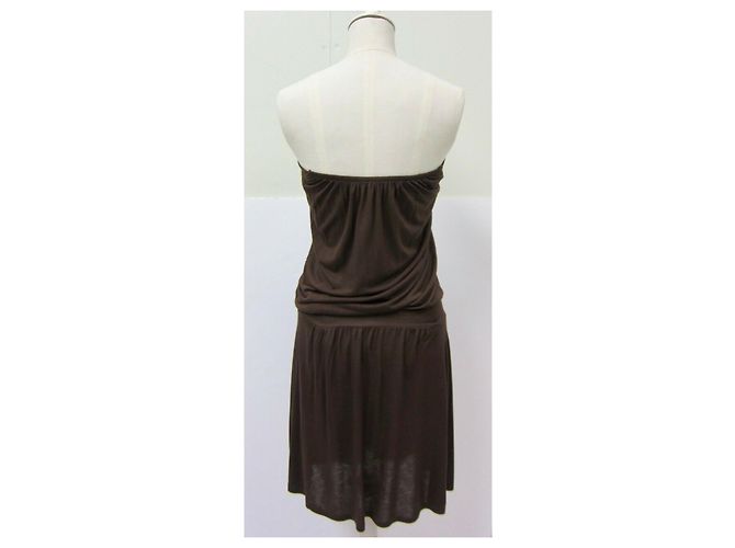 Paul & Joe Trägerloses Kleid aus Seidengemisch Braun - Ansicht 3