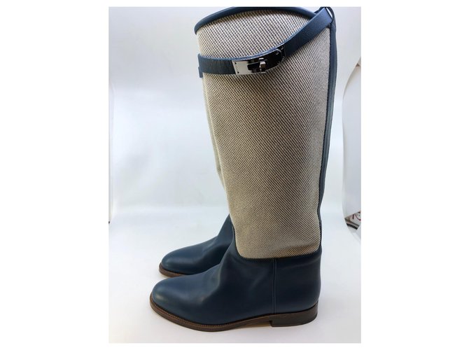 Kelly Hermès Stivali Jumping Blu Crudo - vista 2