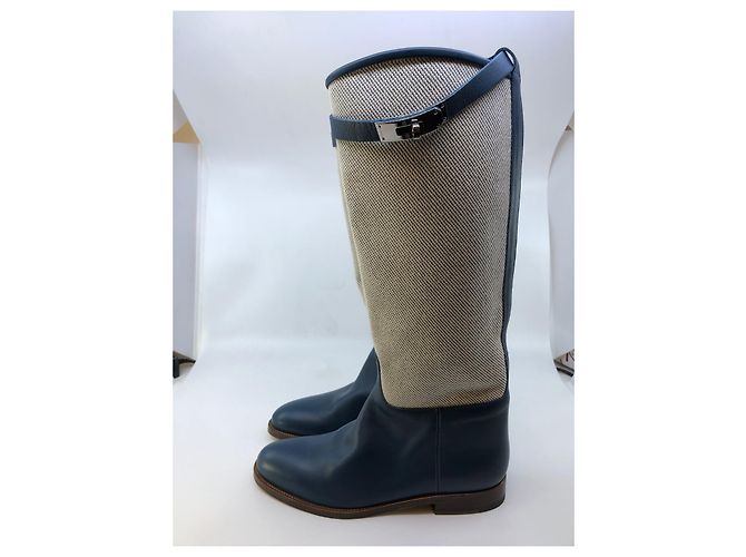 Kelly Hermès Stivali Jumping Blu Crudo - vista 4