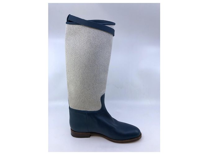 Kelly Hermès Stivali Jumping Blu Crudo - vista 5