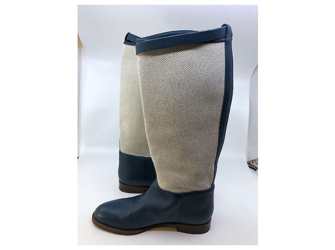 Kelly Hermès Stivali Jumping Blu Crudo - vista 6