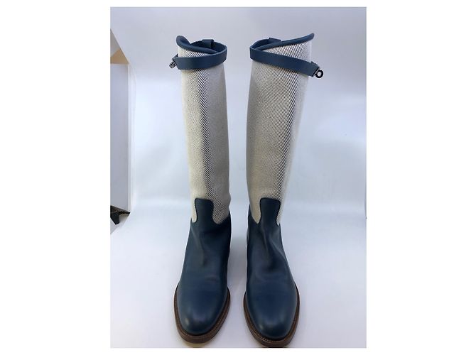 Kelly Hermès Stivali Jumping Blu Crudo - vista 7