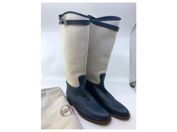 Kelly Hermès Stivali Jumping Blu Crudo - vista 8