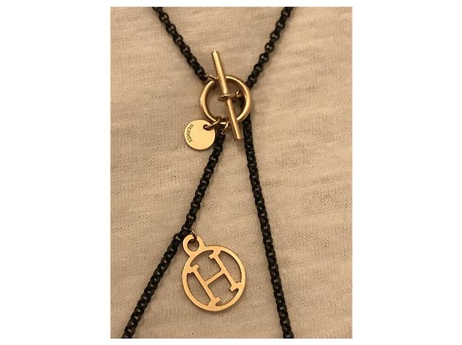 Collana Hermès Crazy Caleche Oro Rosa e Argento Nero D'oro - vista 3
