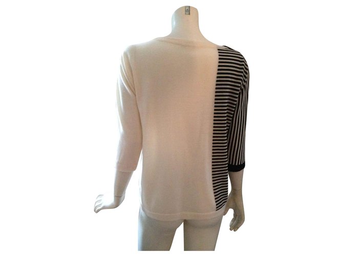 Bouchra Jarrar, Schöner Pullover, Manches 3/4, Taille 38/2/ M Weiß - Ansicht 2