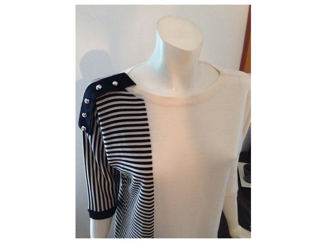 Bouchra Jarrar, Schöner Pullover, Manches 3/4, Taille 38/2/ M Weiß - Ansicht 3
