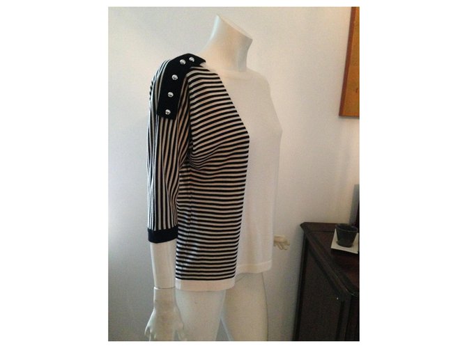 Bouchra Jarrar, Schöner Pullover, Manches 3/4, Taille 38/2/ M Weiß - Ansicht 6