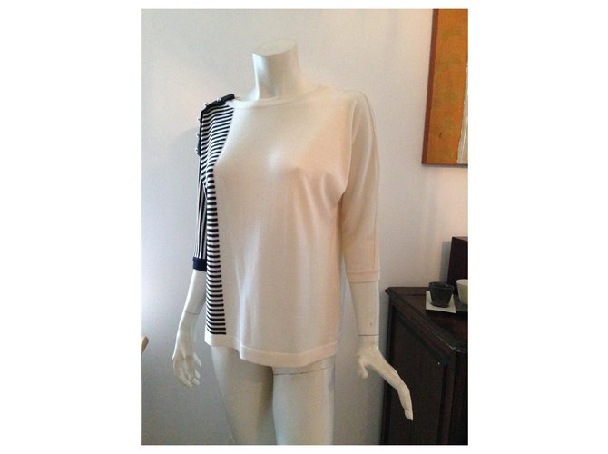 Bouchra Jarrar, Schöner Pullover, Manches 3/4, Taille 38/2/ M Weiß - Ansicht 7