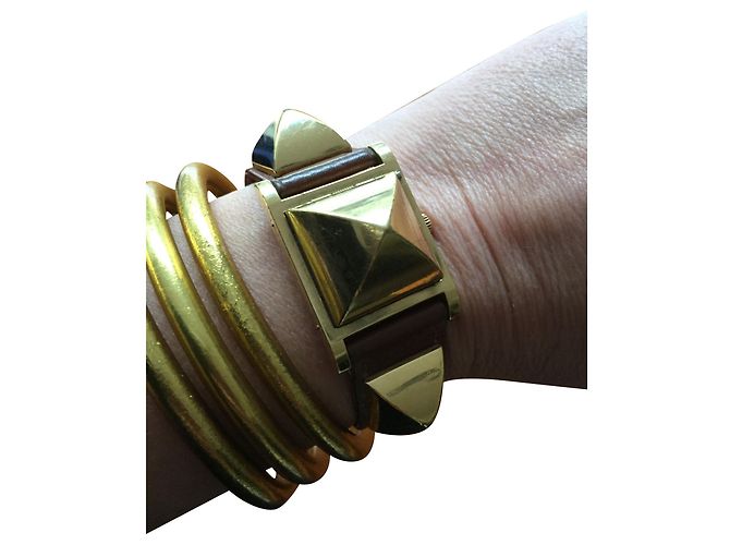 Hermès Medor Schmuckuhr Leder Gold Golden - Ansicht 2