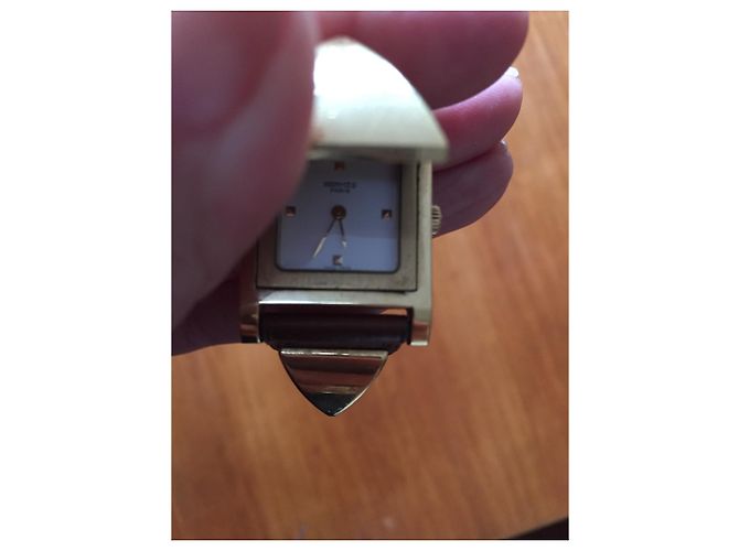 Hermès Medor Schmuckuhr Leder Gold Golden - Ansicht 3