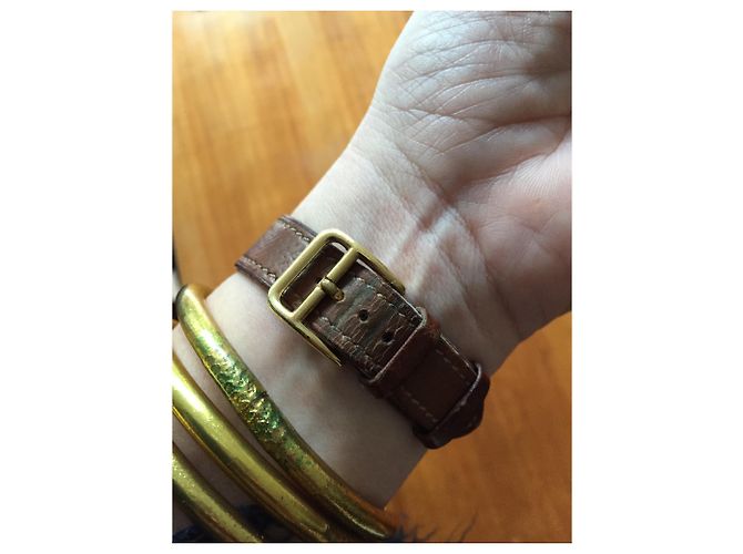Hermès Medor Schmuckuhr Leder Gold Golden - Ansicht 5