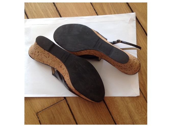 Yves Saint Laurent LEDER-SANDALEN. Schwarz - Ansicht 3