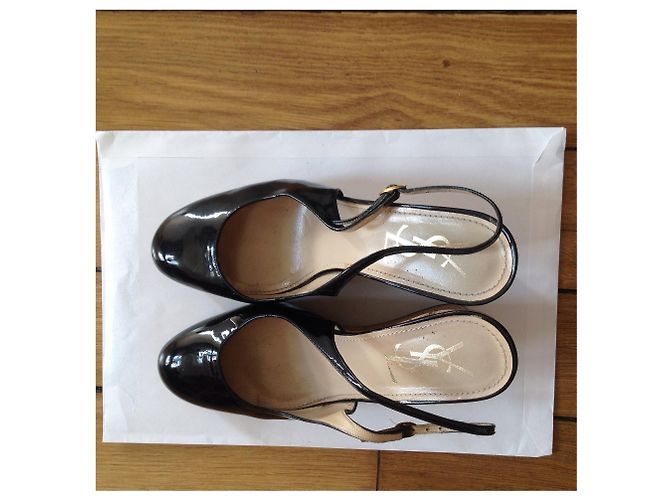 Yves Saint Laurent LEDER-SANDALEN. Schwarz - Ansicht 4