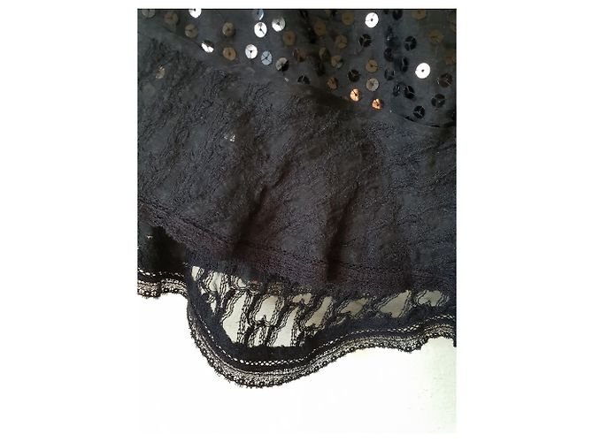 Isabel Marant Jupe en sequin de soie Qing Noir - vue 2