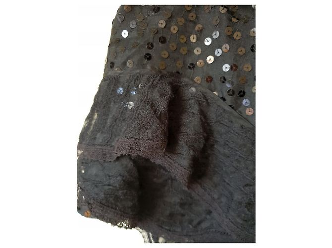 Isabel Marant Jupe en sequin de soie Qing Noir - vue 5