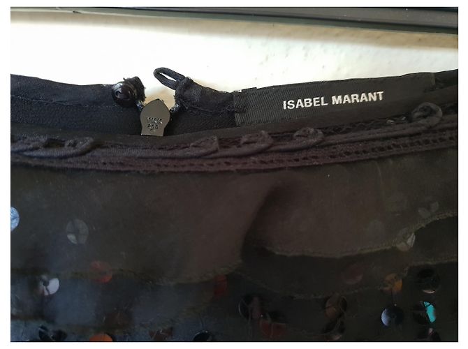 Isabel Marant Jupe en sequin de soie Qing Noir - vue 7