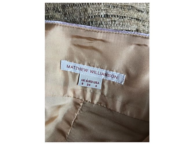 Matthew Williamson Splendida gonna di seta e velluto Beige Porpora - vista 4