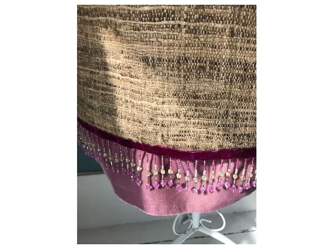 Matthew Williamson Splendida gonna di seta e velluto Beige Porpora - vista 6