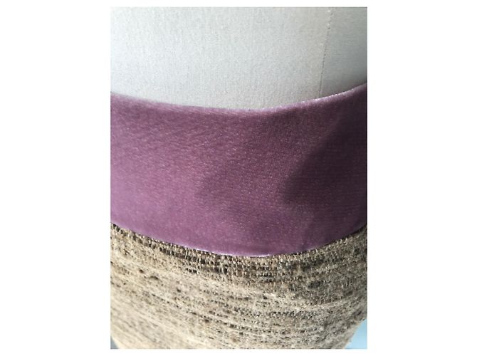 Matthew Williamson Splendida gonna di seta e velluto Beige Porpora - vista 7