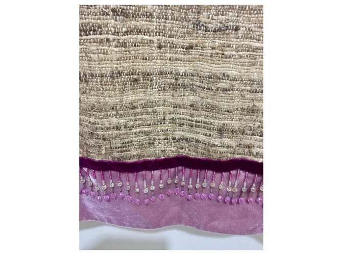 Matthew Williamson Splendida gonna di seta e velluto Beige Porpora - vista 9