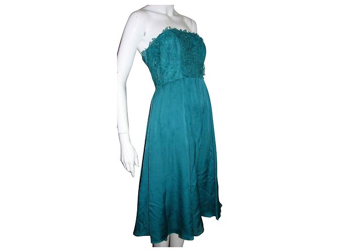 Autre Marque Vestido Monsoon de seda con estampado floral estilo bailarina verde - vista 2