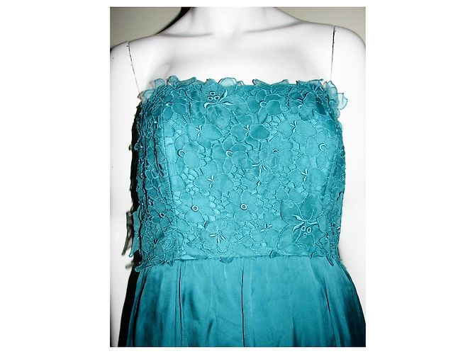 Autre Marque Vestido Monsoon de seda con estampado floral estilo bailarina verde - vista 3