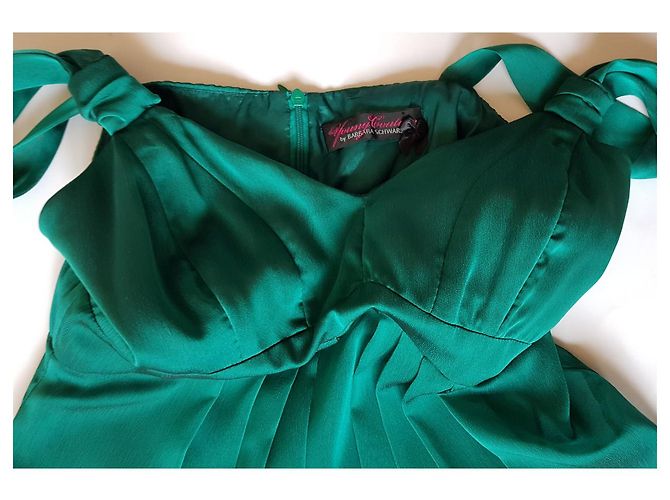 Autre Marque Barbara Schwarzer Grünes langes Kleid - Ansicht 5