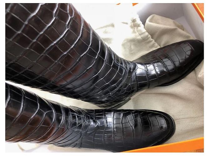 Hermès Hermes - BOTTES CAVALIÈRES JUMPING EN COCODRILO€17K¡¡¡Raro!!! Negro - vista 3
