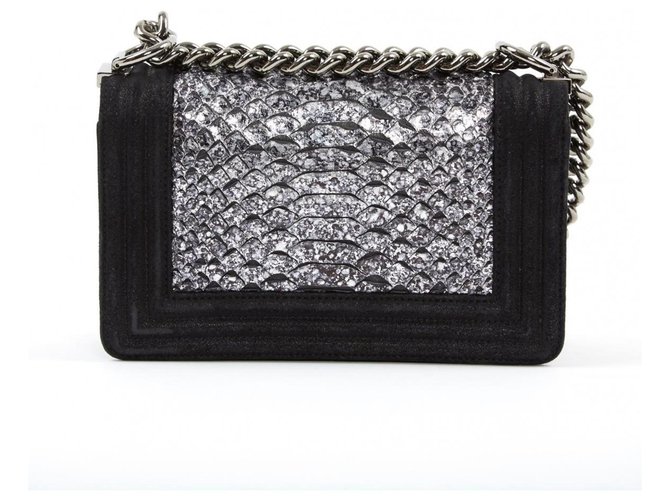 CHANEL BOY PYTHON RARE ! Noir Argenté - vue 2