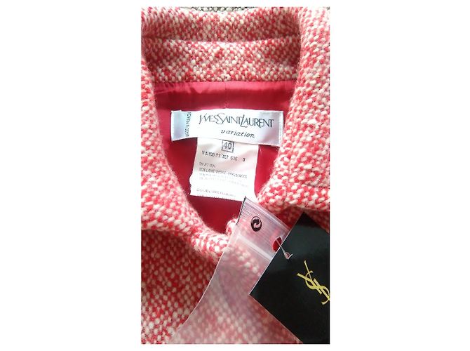 Jaqueta Yves Saint Laurent Vermelha e Branca Salpicada de Lã Vermelho - vista 6