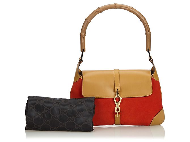 Gucci Red Bamboo Suede Jackie - vista 11