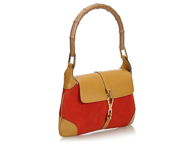Gucci Red Bamboo Suede Jackie - vista 2