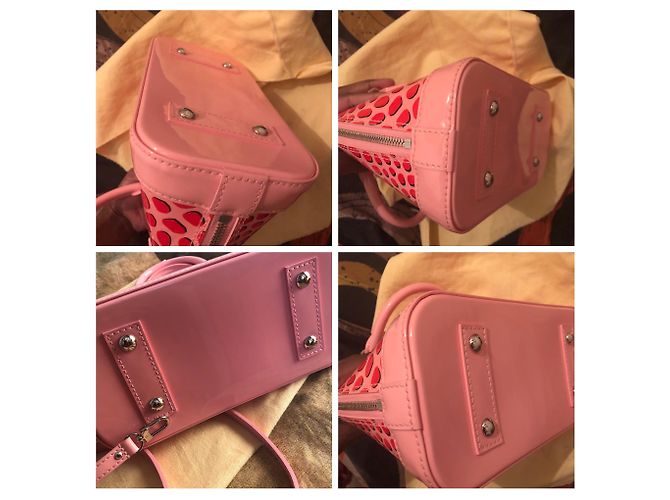 Louis Vuitton Alma BB Rosa in Vernice - vista 7