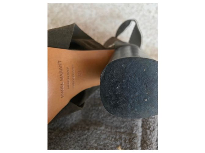 Sandali con tacco Isabel Marant in scamosciato e pelle kaki Cachi - vista 11