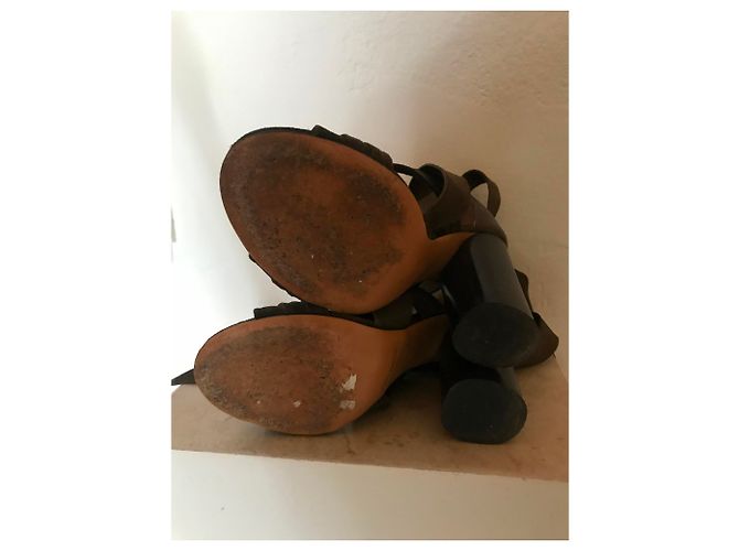 Sandali con tacco Isabel Marant in scamosciato e pelle kaki Cachi - vista 6