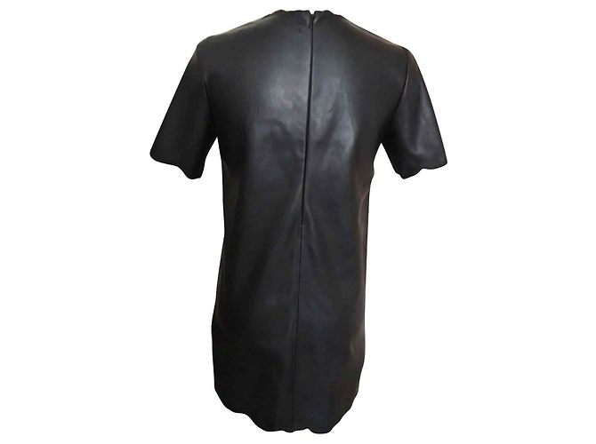 Vestido negro Zara efecto cuero con bordado XS - vista 2