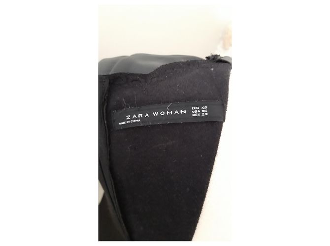 Vestido negro Zara efecto cuero con bordado XS - vista 4
