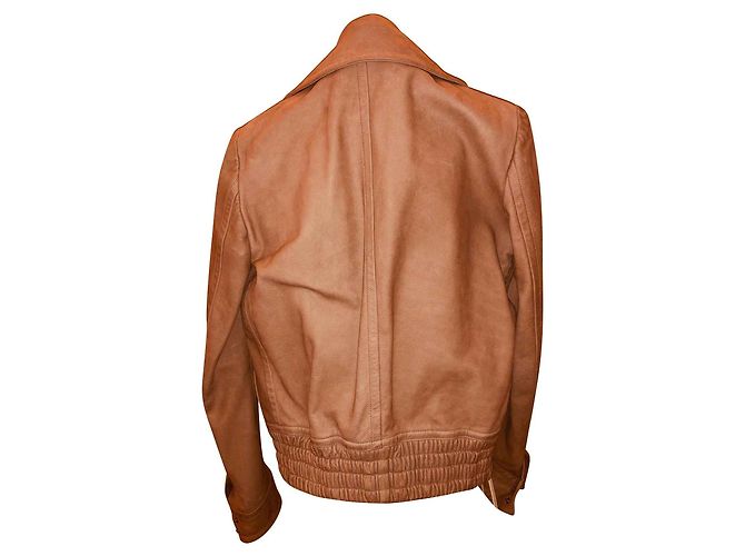 Gucci beige gold nubuck leather jacket with logo lining and detachable sheep waistcoat - view 2