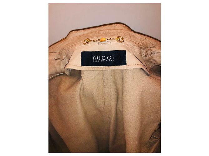 Gucci beige gold nubuck leather jacket with logo lining and detachable sheep waistcoat - view 6