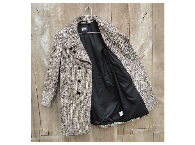 Abrigo Dolce & Gabbana de lana y mohair negro blanco - vista 4