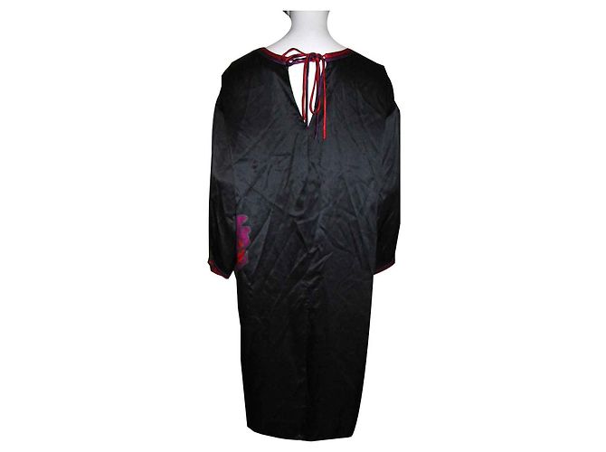 Sonia By Sonia Rykiel Vestido Kaftan Oversized con Rosas Negro Roja Púrpura - vista 2