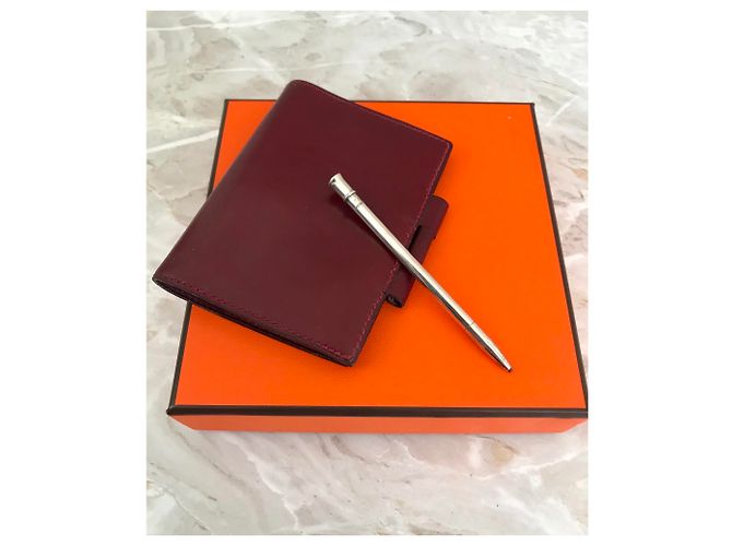 Hermès leather organizer with miners Dark red - view 4