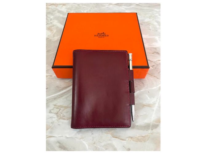 Hermès leather organizer with miners Dark red - view 5