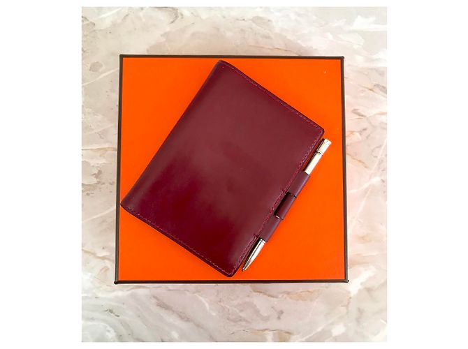 Hermès leather organizer with miners Dark red - view 6