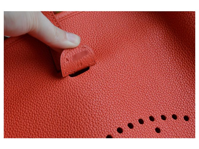 Borsa Hermès Evelyne III 29 Toro Maurice Capucine Rosso Arancione Corallo - vista 10