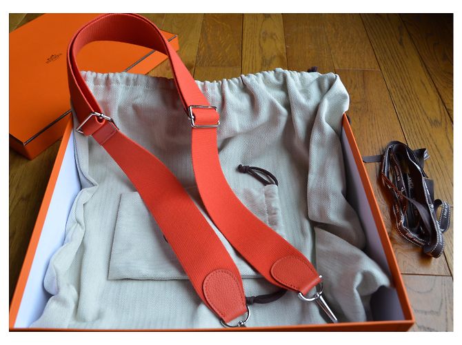 Borsa Hermès Evelyne III 29 Toro Maurice Capucine Rosso Arancione Corallo - vista 11