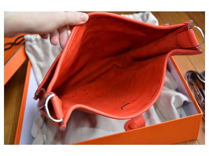 Borsa Hermès Evelyne III 29 Toro Maurice Capucine Rosso Arancione Corallo - vista 8