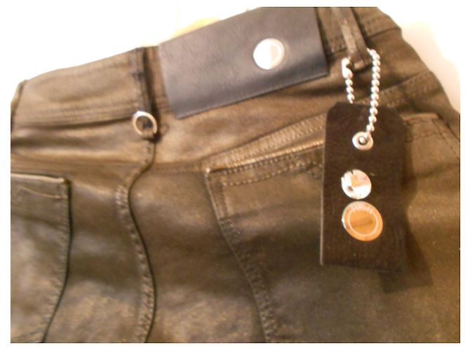 High PANTALONES MARRONES ALTO NUEVO ALGODÓN RECUBIERTO TAMAÑO EXTENSIBLE 40 fr 44 ES ALGODÓN ELASTHANE NUEVO Castaño - vista 5